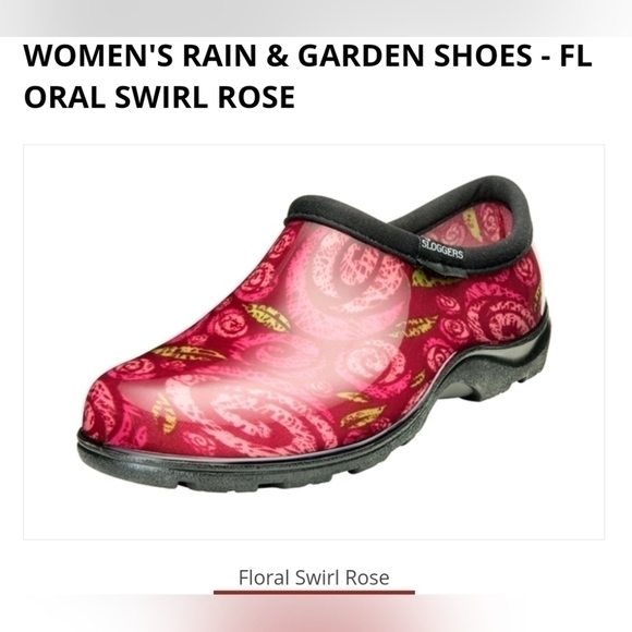 Sloggers Womens Swirl ROSE SHOES Gardening Waterproof New! Sz.10 - Picture 2 of 12